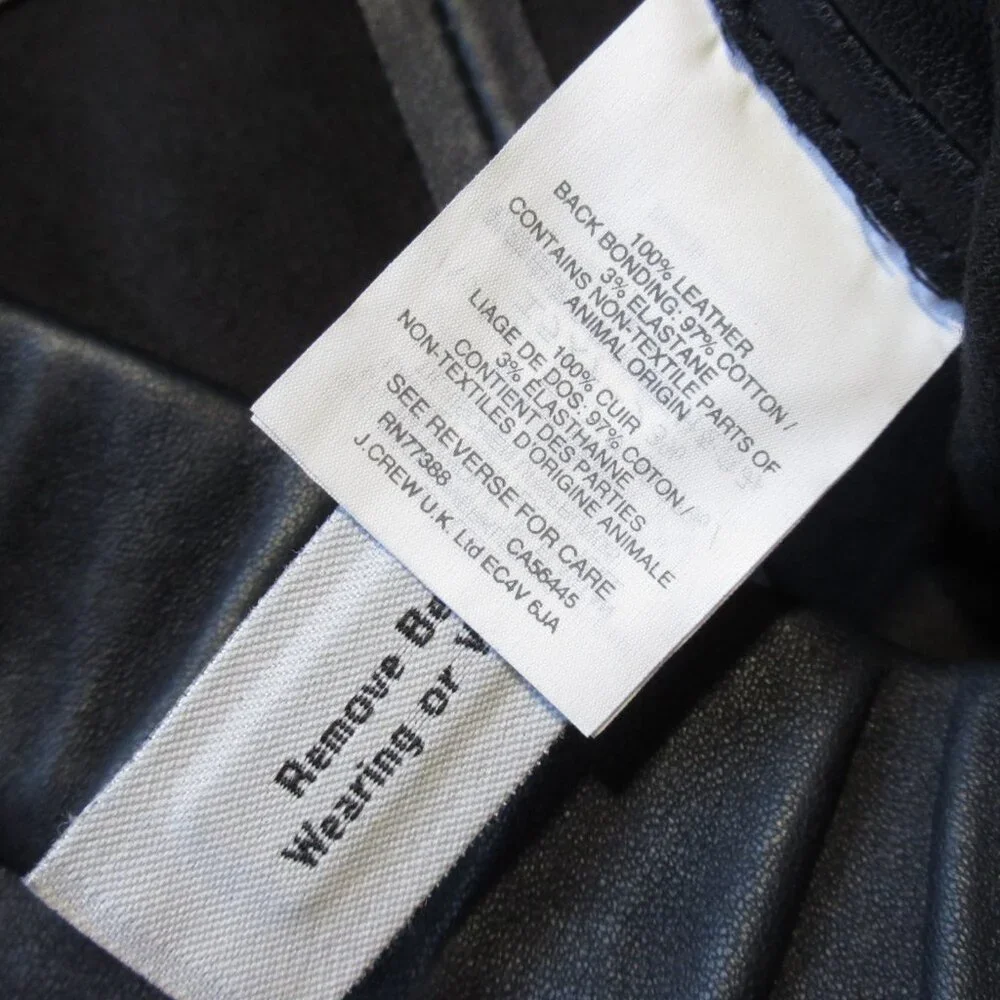 NWT J.Crew Collection Leather Leggings in Navy Blue Stretch Pull-on Pants 4 $495